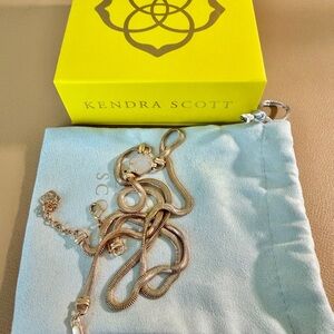 Kendra Scott Starla, Long Y necklace with iridescent druzy stone.